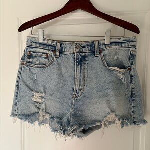 Abercrombie & Fitch Distressed Denim High Rise Mom Short